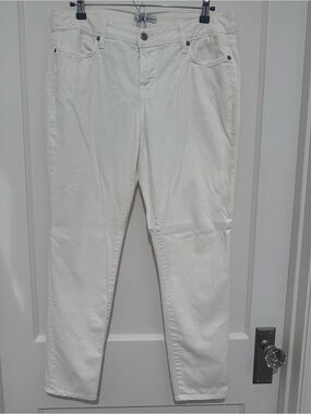 Women's White Stretch Jeans - Classic Slim Fit- Size 12